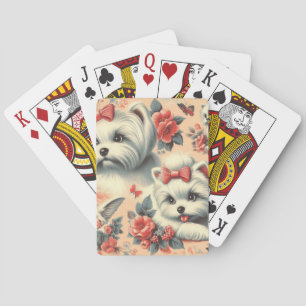 Vintager Niedlicher maltesischer Hund Spielkarten