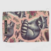 Vintager Niedlicher Racoon Golfhandtuch (Horizontal)