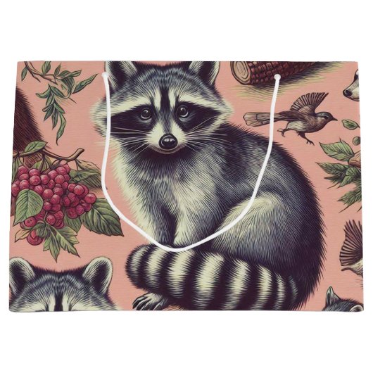 Vintager Niedlicher Racoon Große Geschenktüte (Vorderseite)