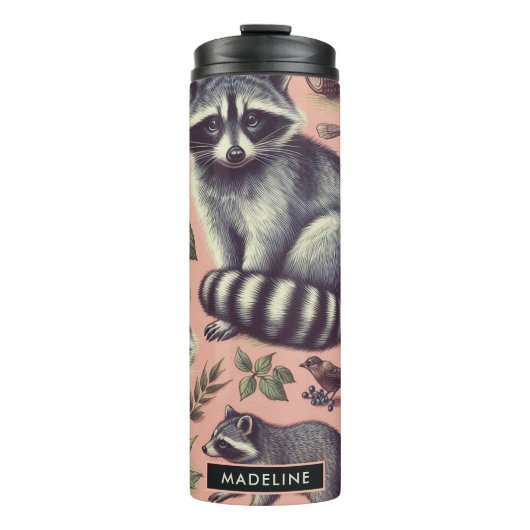 Vintager Niedlicher Racoon Thermosbecher (Vorderseite)