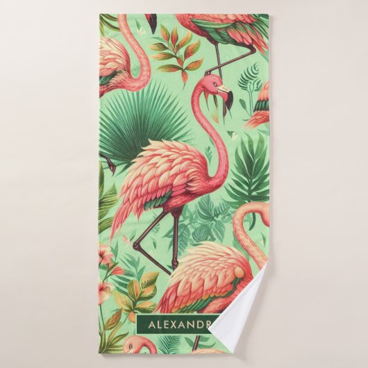 Vintager Niedlicher Rosa Flamingos Badehandtuch (Badehandtuch)
