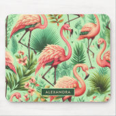 Vintager Niedlicher Rosa Flamingos Mousepad (Vorne)
