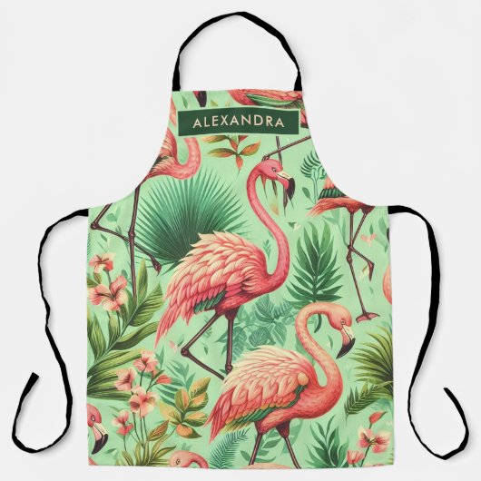 Vintager Niedlicher Rosa Flamingos Schürze (Vorderseite)
