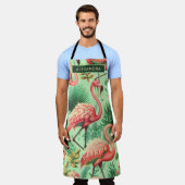 Vintager Niedlicher Rosa Flamingos Schürze (Getragen)