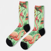 Vintager Niedlicher Rosa Flamingos Socken (Linkes Detail)