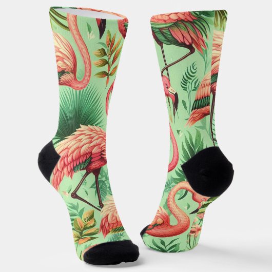 Vintager Niedlicher Rosa Flamingos Socken (Gewinkelt)