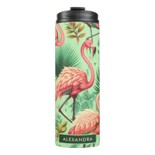 Vintager Niedlicher Rosa Flamingos Thermosbecher