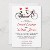 Vintager Niedlicher Tandem-Bicycle Hochzeitsempfan Einladung (Vorderseite)