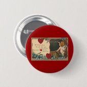 Vintager Niedlicher Valentinstag, Cherub-Lehrer Button (Vorne & Hinten)