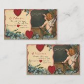 Vintager Niedlicher Valentinstag, Cherub-Lehrer Mitteilungskarte (Vorne/Hinten)