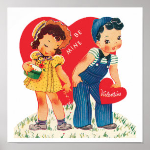 Vintager Niedlicher Valentinstag, Herz für Junge u Poster
