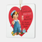 Vintager Niedlicher Valentinstag, Junge Angelherze Keramikornament (Links)