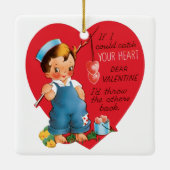 Vintager Niedlicher Valentinstag, Junge Angelherze Keramikornament (Rückseite)