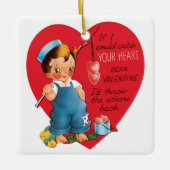 Vintager Niedlicher Valentinstag, Junge Angelherze Keramikornament (Vorderseite)