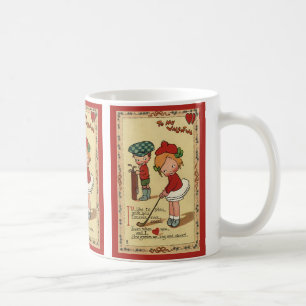 Vintager Niedlicher Valentinstag, Kindersport Golf Kaffeetasse