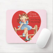Vintager Niedlicher Valentinstag, Mädchen auf eine Mousepad (Mit Mouse)