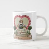 Vintager Niedlicher Valentinstag, Mädchen mit Blum Jumbo-Tasse (Rechts)