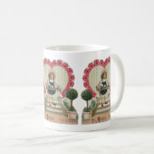 Vintager Niedlicher Valentinstag, Mädchen mit Blum Kaffeetasse (VorderseiteRechts)