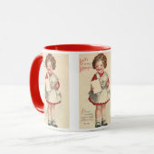 Vintager Niedlicher Valentinstag, Mädchen mit Lieb Tasse (Vorderseite Links)