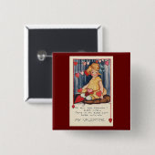 Vintager Niedlicher Valentinstag, Mädchen mit rote Button (Vorne & Hinten)