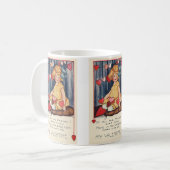 Vintager Niedlicher Valentinstag, Mädchen mit rote Kaffeetasse (Vorderseite Links)