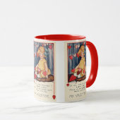 Vintager Niedlicher Valentinstag, Mädchen mit rote Tasse (VorderseiteRechts)