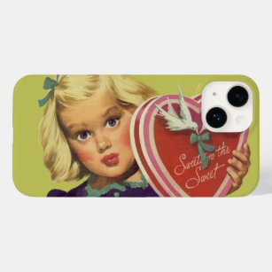 Vintager Niedlicher Valentinstag, Mädchen mit Scho Case-Mate iPhone 14 Hülle