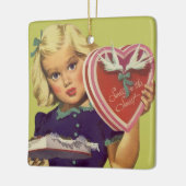 Vintager Niedlicher Valentinstag, Mädchen mit Scho Keramikornament (Links)