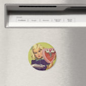 Vintager Niedlicher Valentinstag, Mädchen mit Scho Magnet (In Situ (Geschirrspüler))