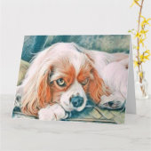 Vintager Niedlicher Weihnachtshund Wasserfarbe Karte (Gelbe Blume)