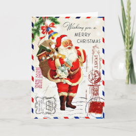 Vintager Niedlicher Weihnachtsmann Feiertagskarte