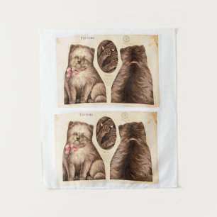 Vintager niedlicher Welpenhund Schnitt und nähen M Wandteppich