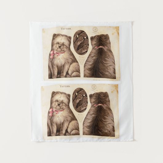 Vintager niedlicher Welpenhund Schnitt und nähen M Wandteppich (Vorderseite)