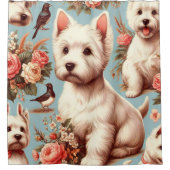 Vintager Niedlicher West Highland White Terrier Duschvorhang (Vorderseite)