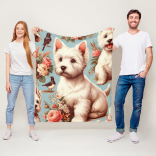 Vintager Niedlicher West Highland White Terrier Fleecedecke