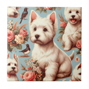 Vintager Niedlicher West Highland White Terrier Fliese