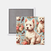 Vintager Niedlicher West Highland White Terrier Magnet (Vorderseite/Rückseite)