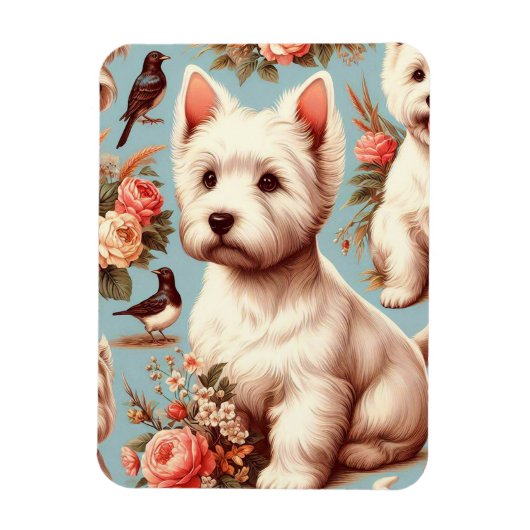 Vintager Niedlicher West Highland White Terrier Magnet (Vertikal)