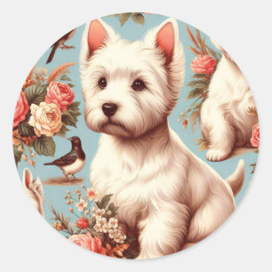 Vintager Niedlicher West Highland White Terrier Runder Aufkleber
