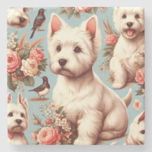 Vintager Niedlicher West Highland White Terrier Steinuntersetzer