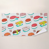 Vintager Nigiri-Sushi, Doodmuster Badehandtuch (Badehandtuch)