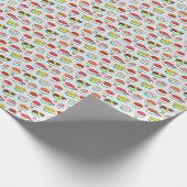 Vintager Nigiri-Sushi, Doodmuster Geschenkpapier (Ecke)