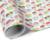 Vintager Nigiri-Sushi, Doodmuster Geschenkpapier (Rolleneckpunkt)
