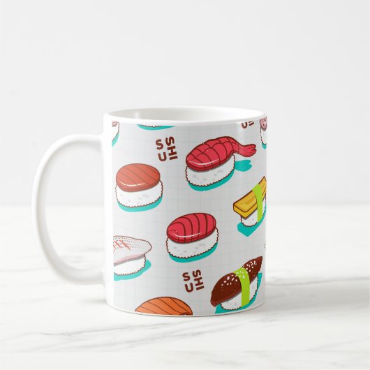 Vintager Nigiri-Sushi, Doodmuster Kaffeetasse (Links)