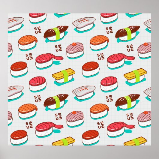 Vintager Nigiri-Sushi, Doodmuster Poster (Vorne)