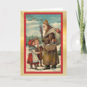Vintager Nikolaus mit Kindern Weihnachten Karte (Vorderseite)