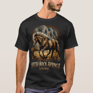 Vintager Nordfelsvorsprung Wyoming Mountains Pferd T-Shirt