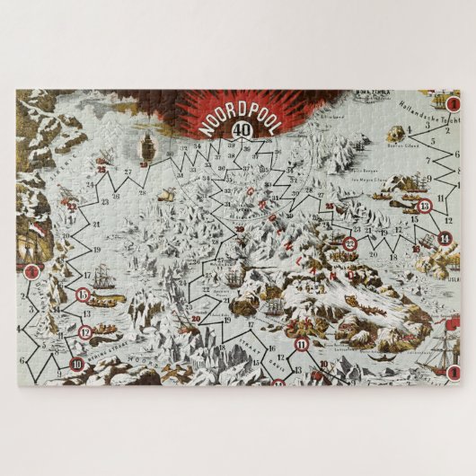 Vintager Nordpol Alte Antike Karte Welt Puzzle (Horizontal)