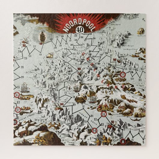 Vintager Nordpol Alte Antike Karte Welt Puzzle (Vertikal)