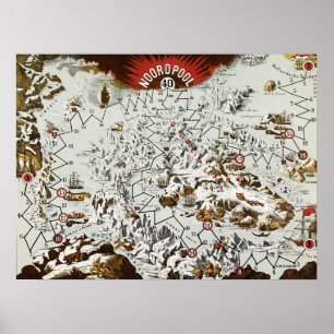 Vintager Nordpol Alte Antike Karte Weltplakat Poster